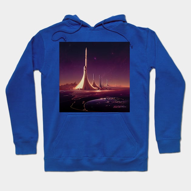 Interplanetary Spaceport Hoodie by Grassroots Green